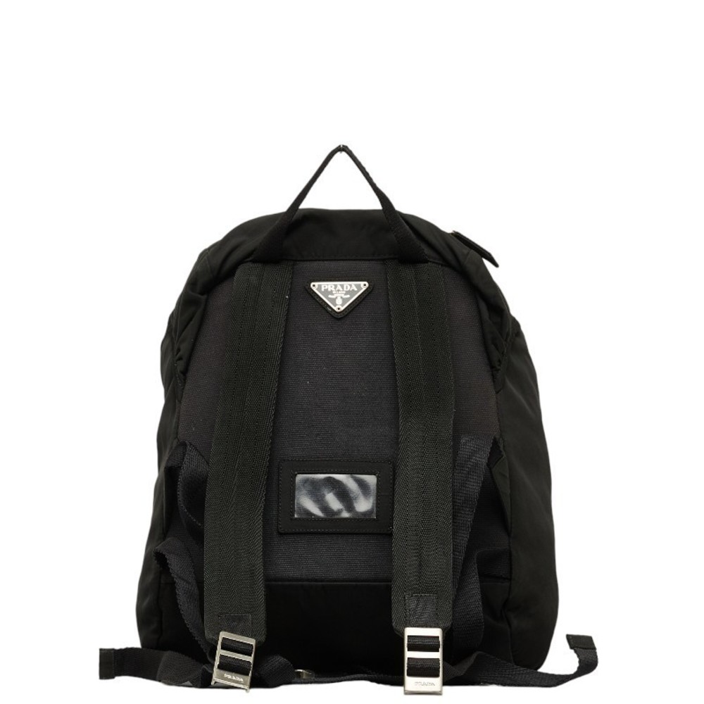 Prada Black Backpack Triangle Nylon Rucksack Plate - image 3